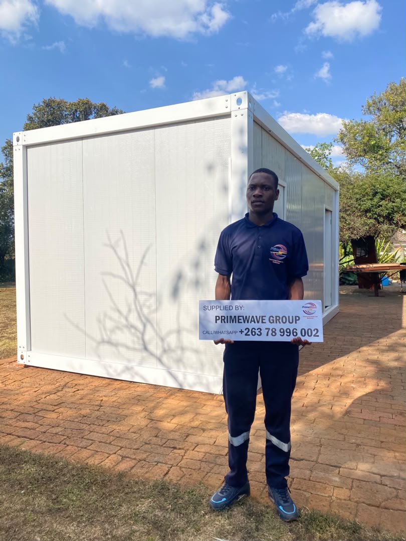 Finished prefabricated container supplied by Primewave Construction Group